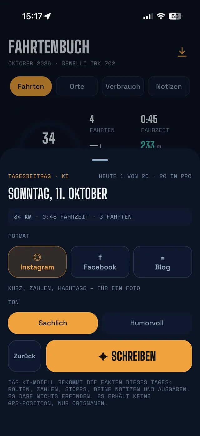 Tagesbeitrag: Format und Ton wählen